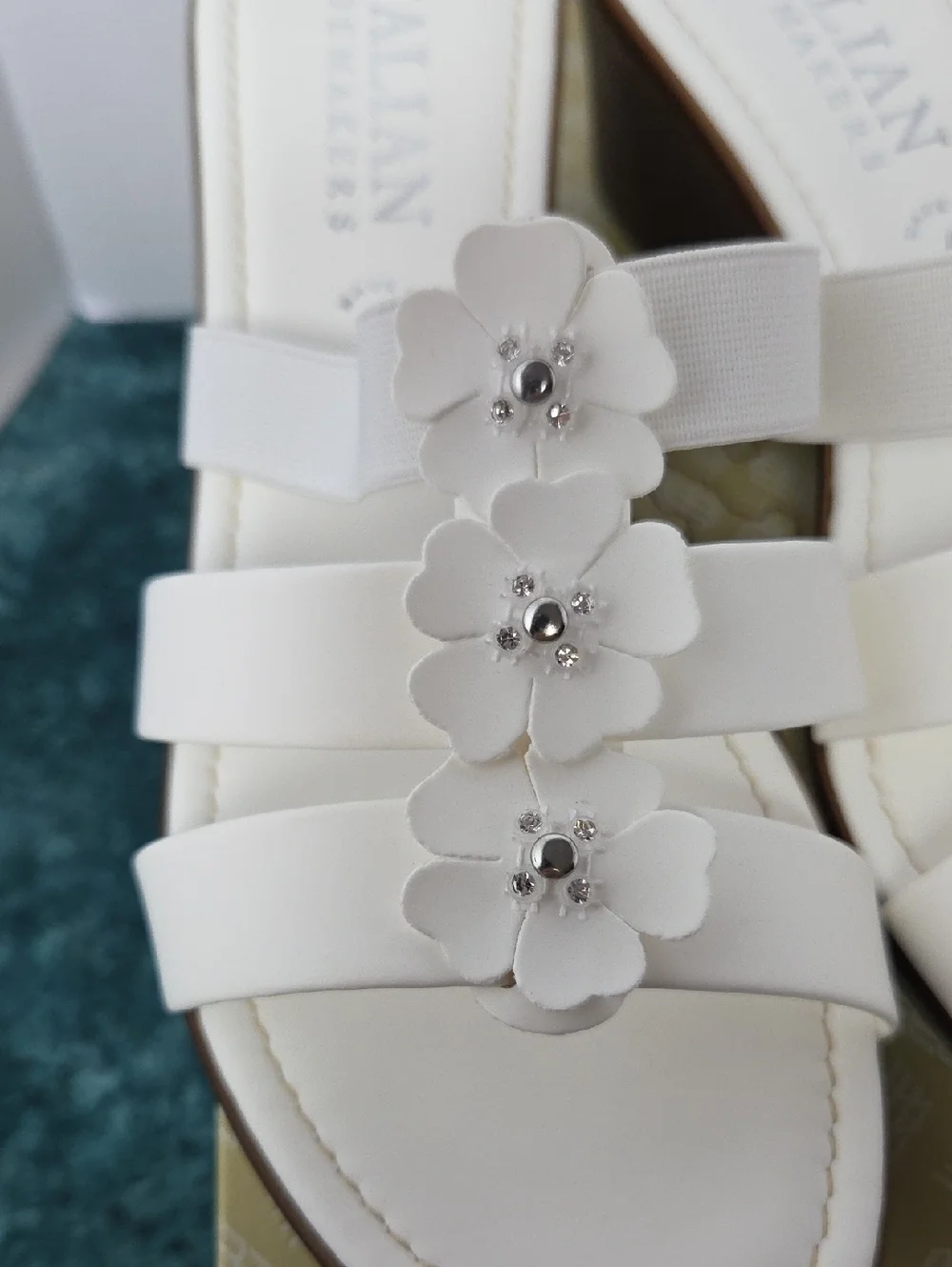 Italian Shoemakers Storytime Ivory Floral Wedge Sandals Size 8 Italy - Picture 8 of 8